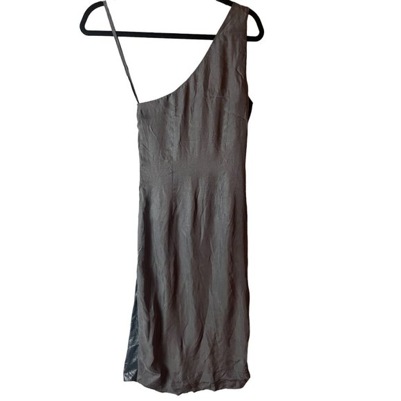 All Saints Japanese Cloth Rialto Silky Drape One Shoulder Sheath Dress Grey Sz 0 - Picture 4 of 10